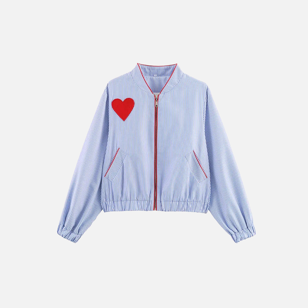 Chemise respirante à rayures avec écusson Love et fermeture éclair