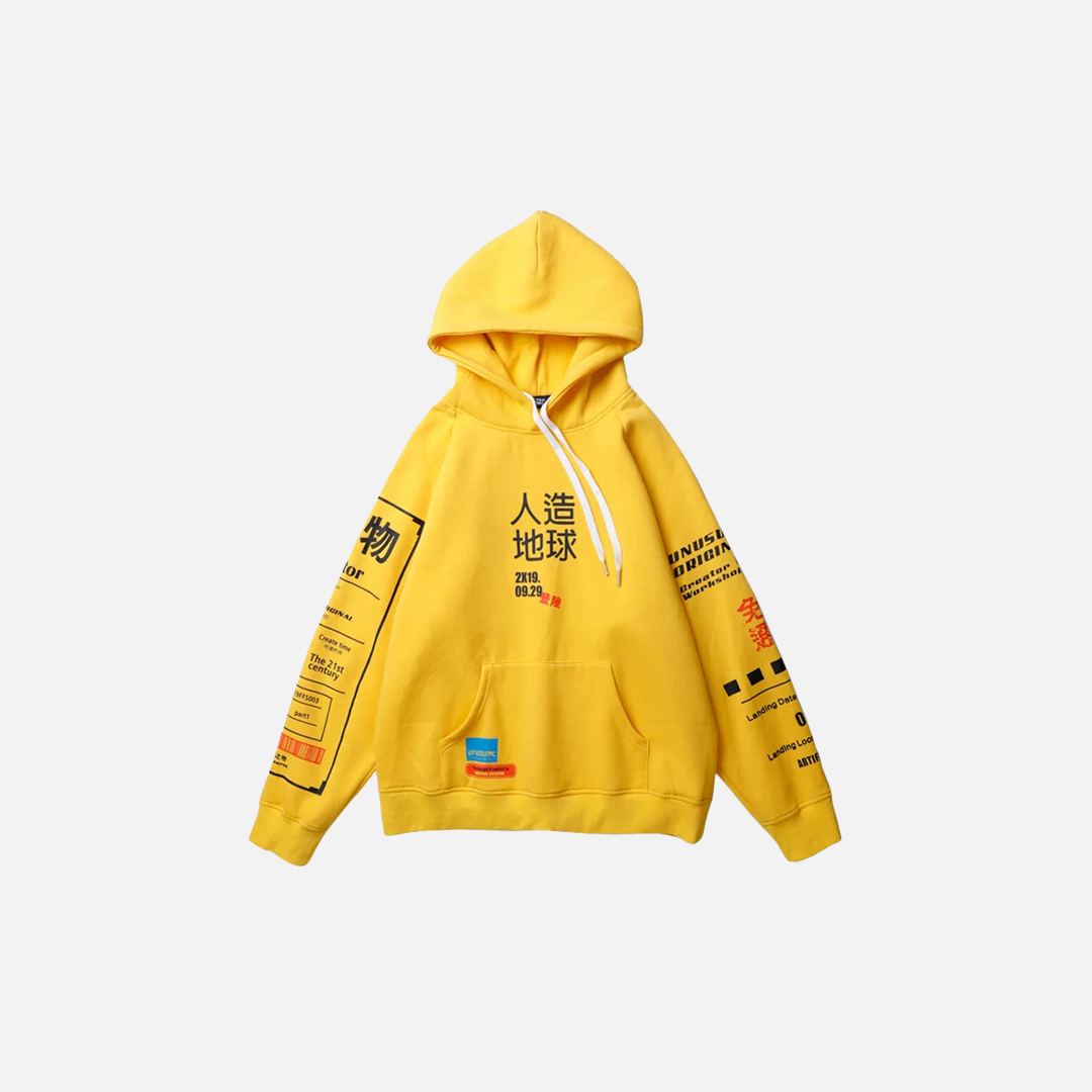 Comfortable Graffiti Kanji Graphic Hip Hop Hoodie