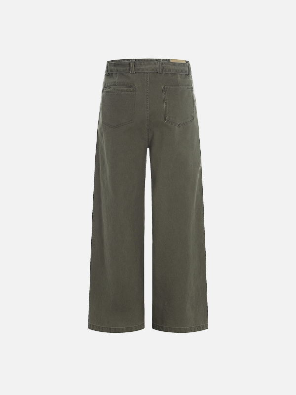 American Style Solid Color With Belt Wide Leg Pants