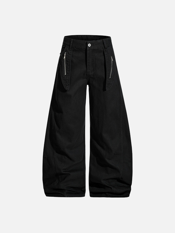 High Street Zipper Pocket Wide Leg Pants