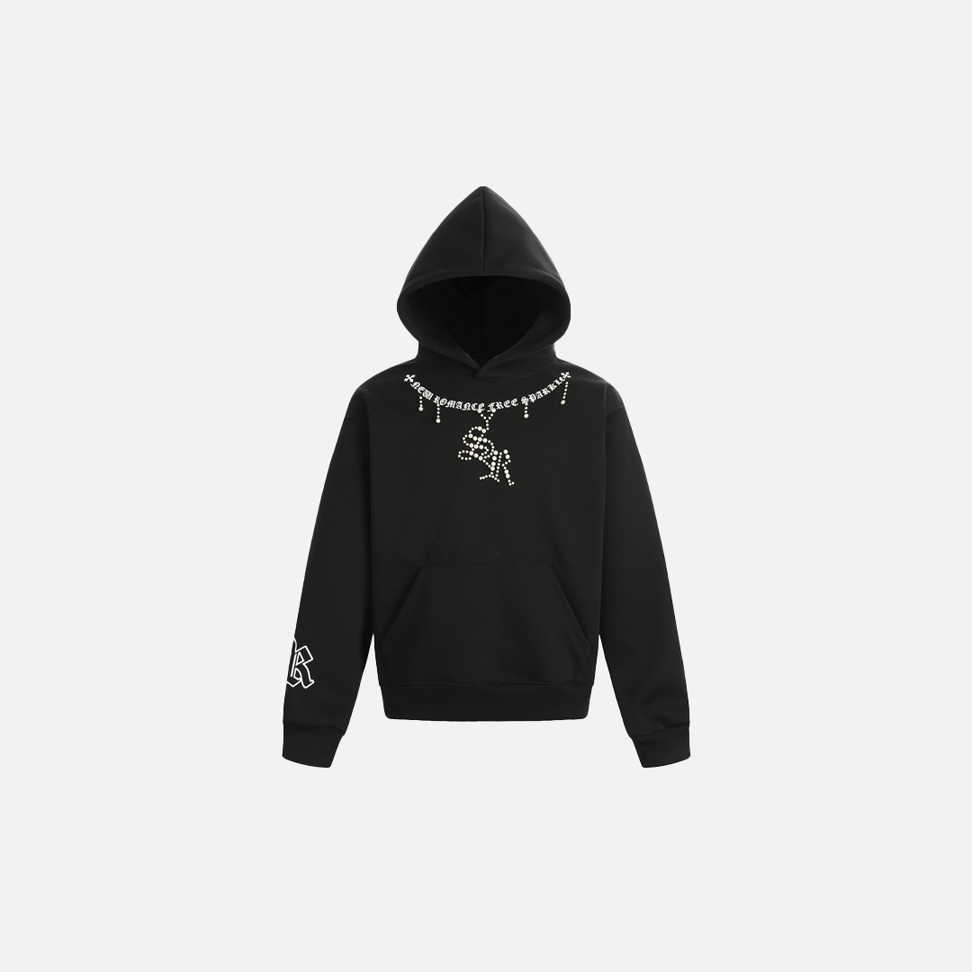Y2K Streetwear Gothic Beaded Oversized Hoodie