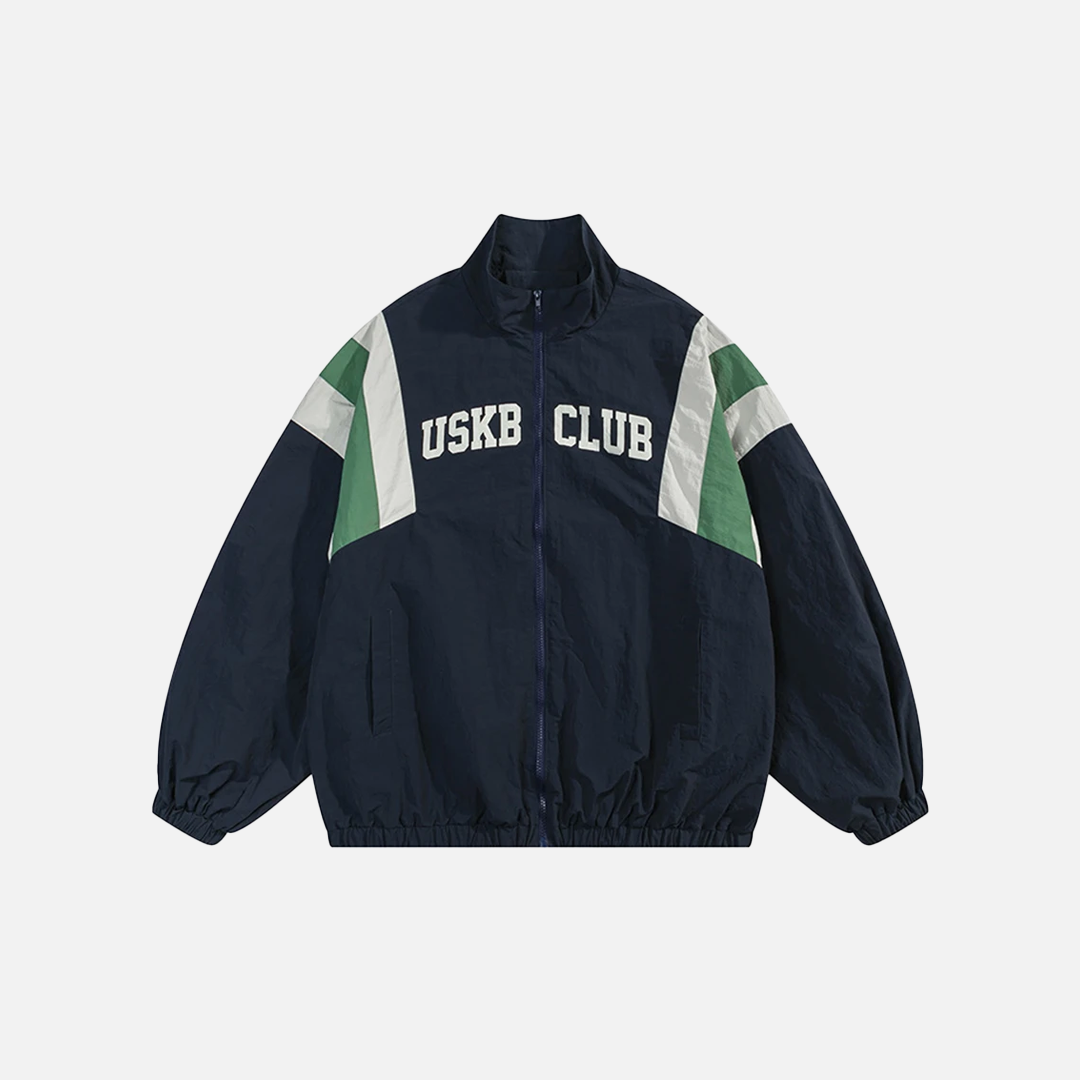 Fashionable Retro Patchwork Casual Windbreaker Jacket