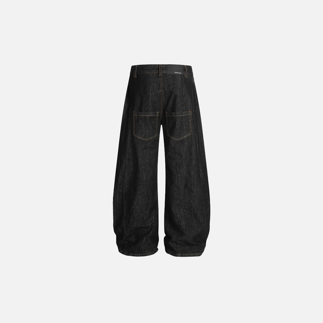 Retro-Jeans in Unifarben, dunkel, locker geschnitten, mit weitem Bein