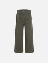 American Style Solid Color With Belt Wide Leg Pants