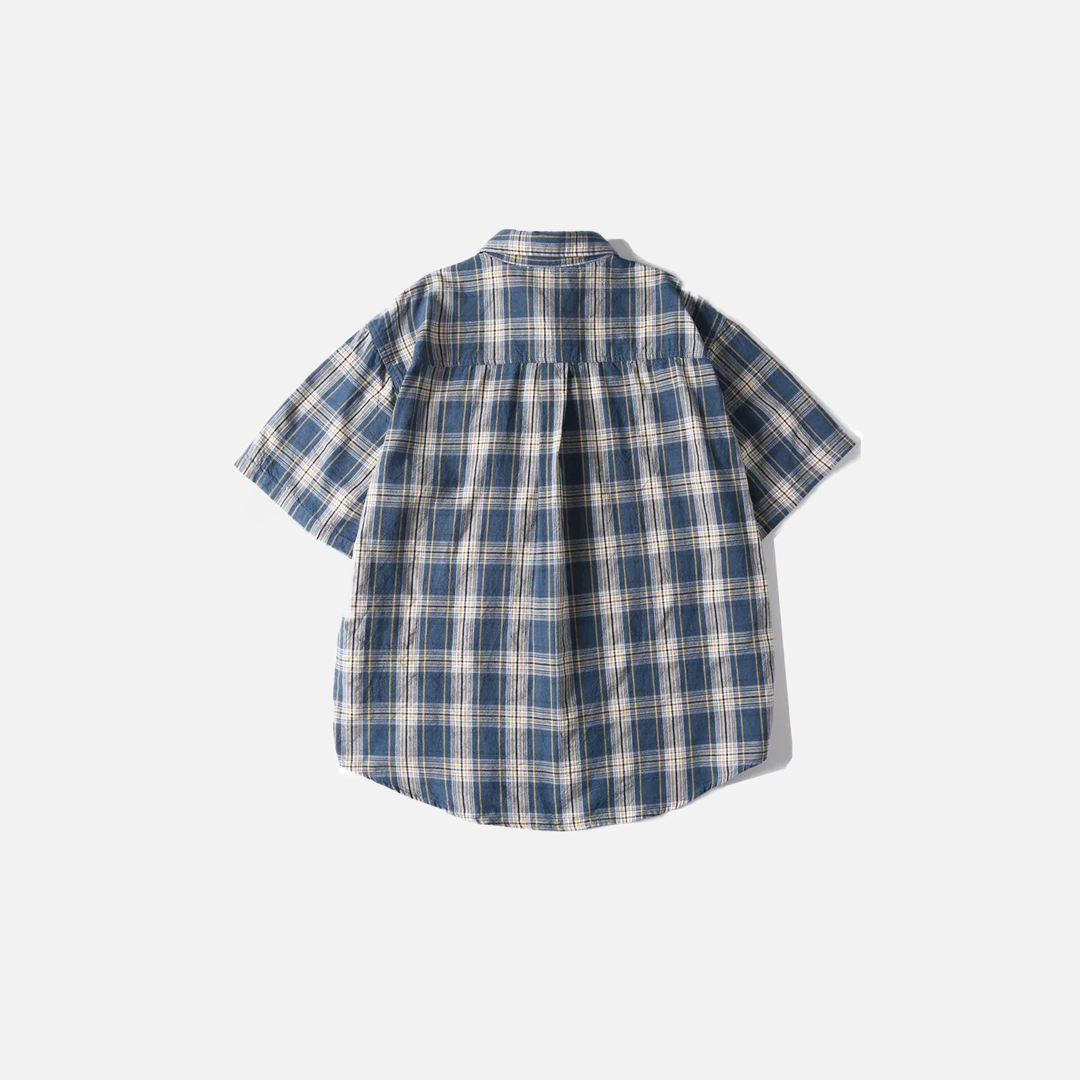 Artistic Washed Plaid Short Sleeve Shirt