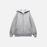 Streetwear Cozy Gray Long Sleeve Zipper Sweatshirt