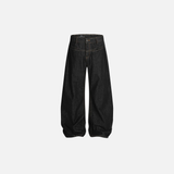Retro-Jeans in Unifarben, dunkel, locker geschnitten, mit weitem Bein