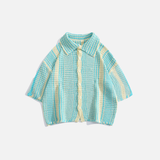 Y2K Colorful Hollow Lapel Knitted Casual Cardigan