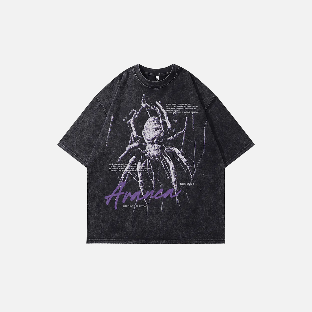 Streetwear Spider Letter Print Gothic Cotton T-Shirt