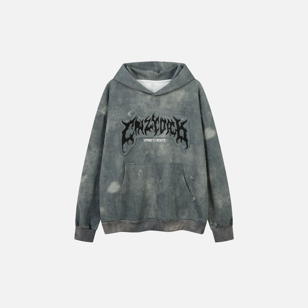 Sweat à capuche oversize style streetwear gothique avec poche avant tie-dye