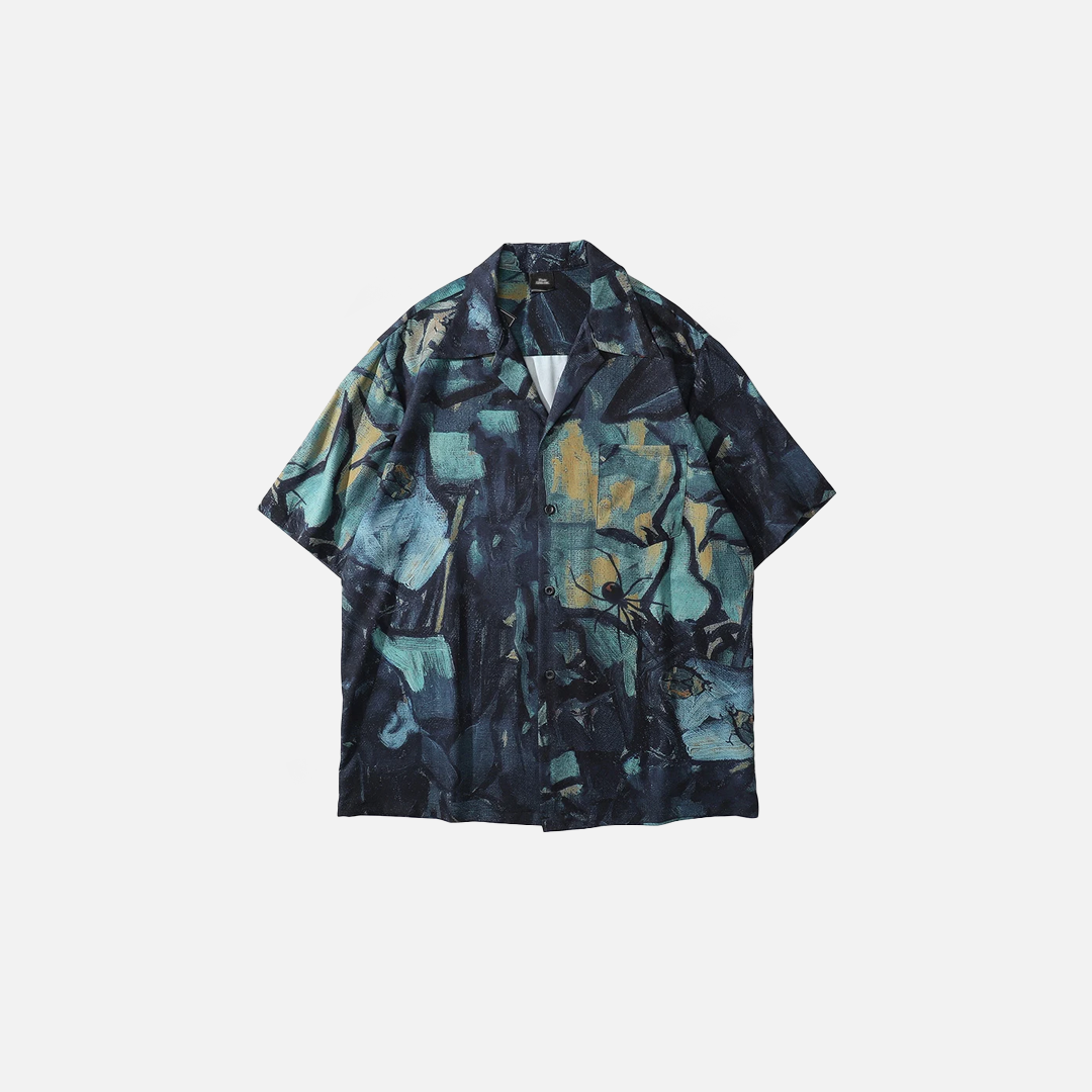 Colorful Hawaiian Butterfly Print Beach Shirt