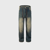 Unisex Washed Grinding Straight Jeans