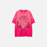 Y2K Embroidered Patch Cat Hip-hop Oversize T-Shirt