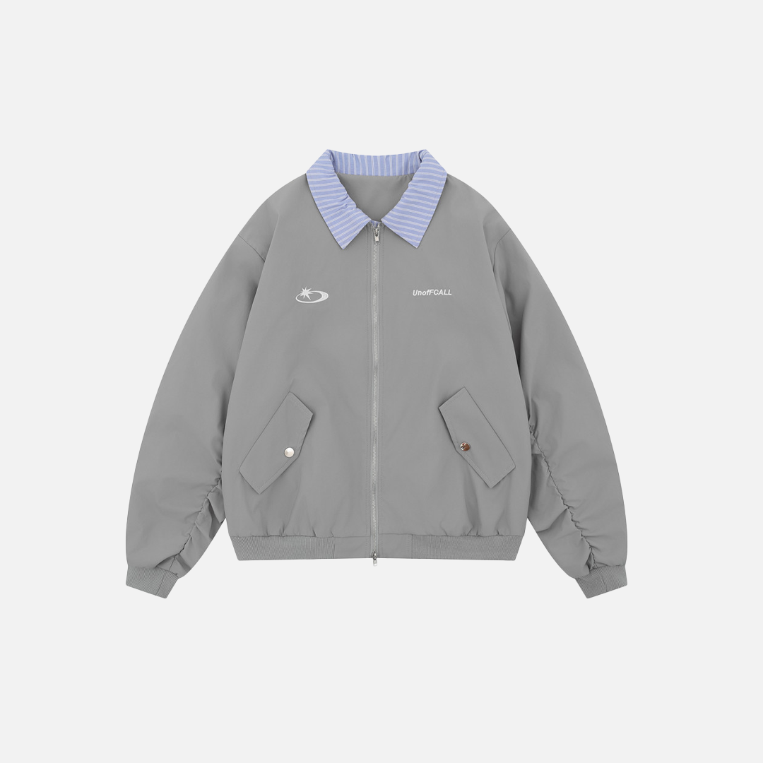 Veste aviateur rétro oversize automne à col contrasté