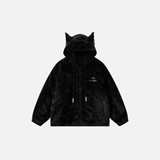 Veste polaire à capuche Y2K avec oreilles de chat confortables