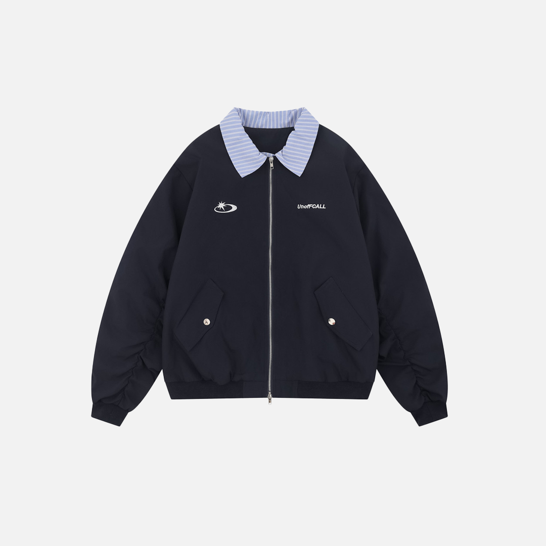 Veste aviateur rétro oversize automne à col contrasté