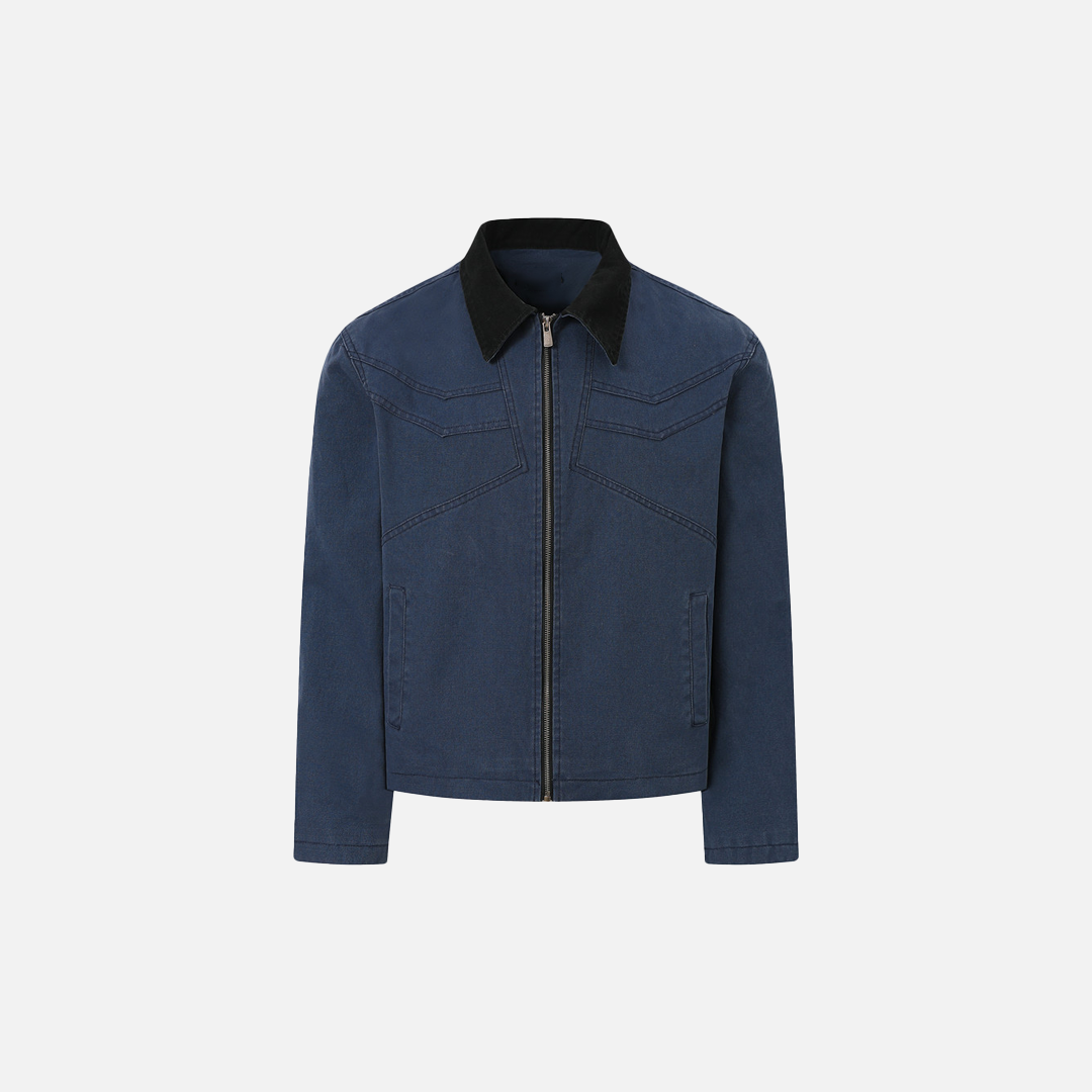 Veste utilitaire rétro élégante à col montant et blocs de couleur