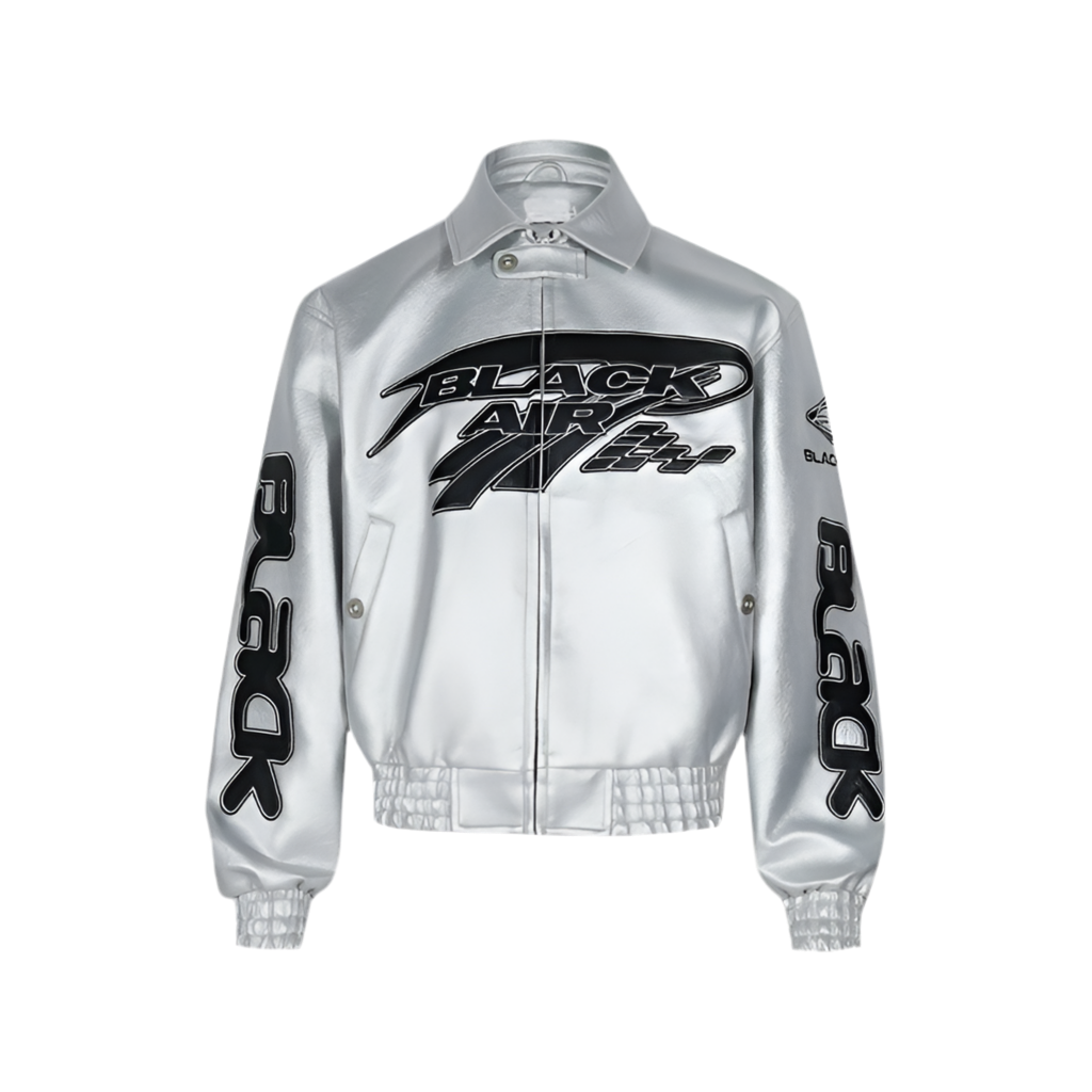Y2K Leather Reflective Racing Jacket