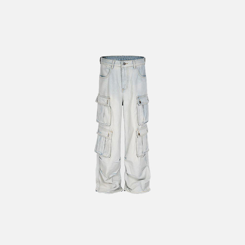 Pantalon cargo bleu clair multipoches