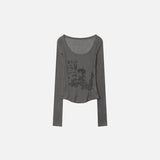 Langarm-T-Shirt für Damen mit abstraktem Print