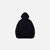 Textured Knitted Hooded Sweater