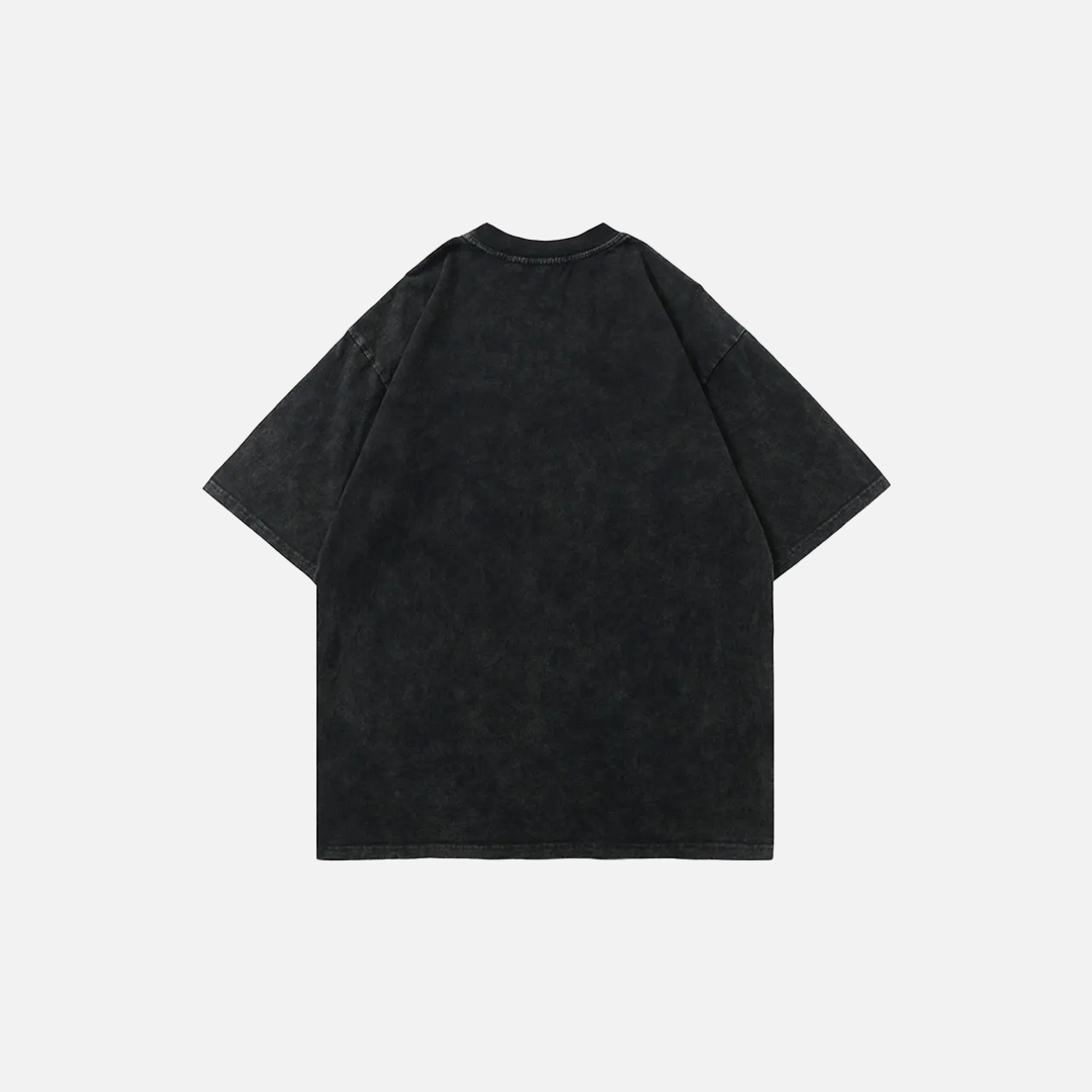 T-shirt noir délavé à imprimé graphique Flame Eye