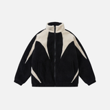 Veste en polaire douce et respirante à blocs de couleur et à fourrure