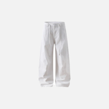 Cozy Casual Solid Color Retro Drawstring Waist Pants