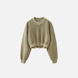 Sweat-shirt court en polaire pour femme