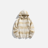 Gemütlicher Herren-Strickjacke mit Streifen und Kapuze sowie Reißverschluss