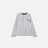 Fall Embroidered Henley T-shirt