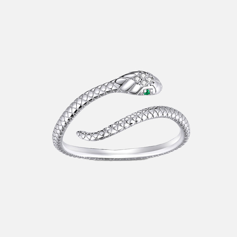 Snake 925 Sterling Silver Platinum Plated Ring