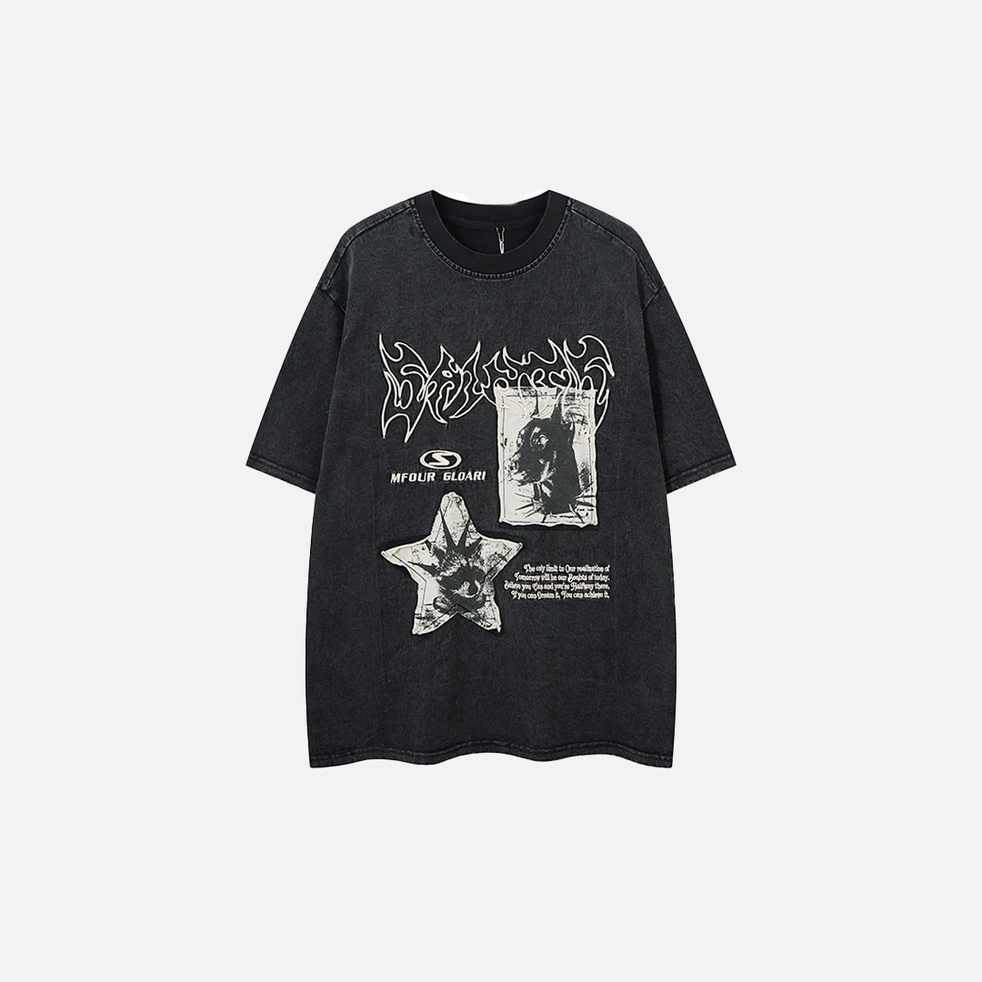 Y2K Oversized Cozy Grunge Patched Gothic T-Shirt
