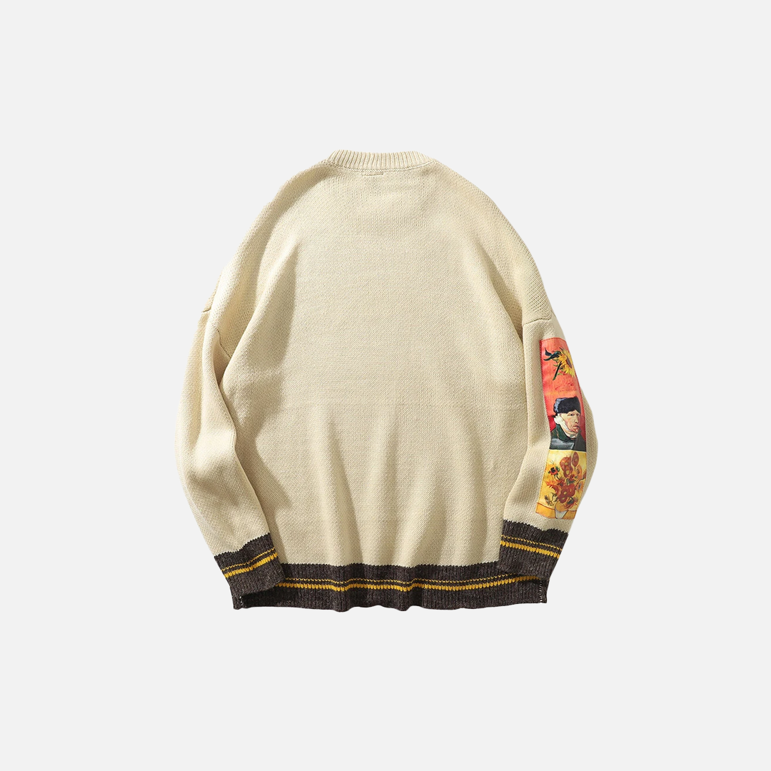 Pull en maille rétro Y2K inspiré par Van Gogh