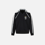 Paneled Contrast Print Fleece V-Neck Sweatshirt