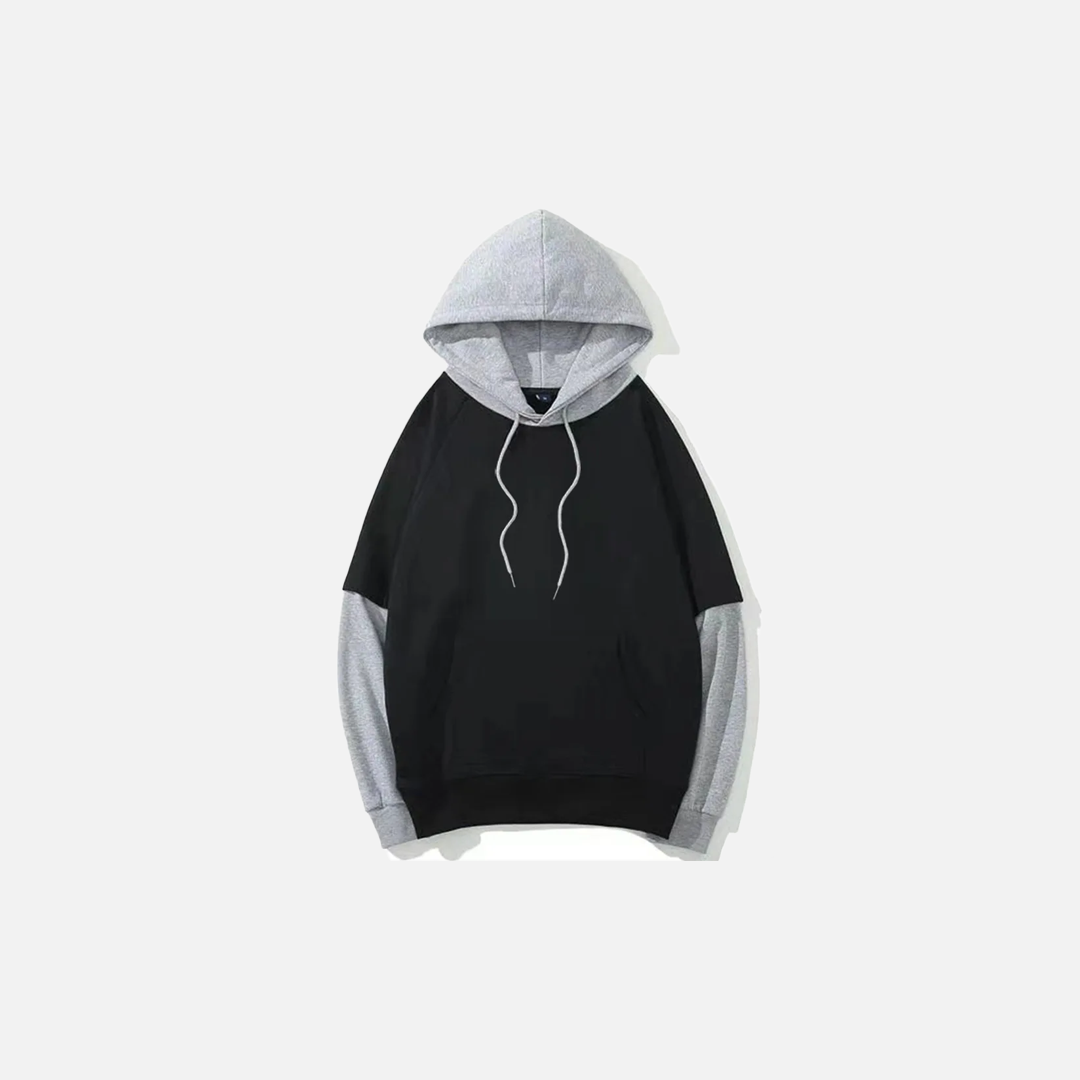 Y2K Streetwear Black Oversize Patchwork Hoodie