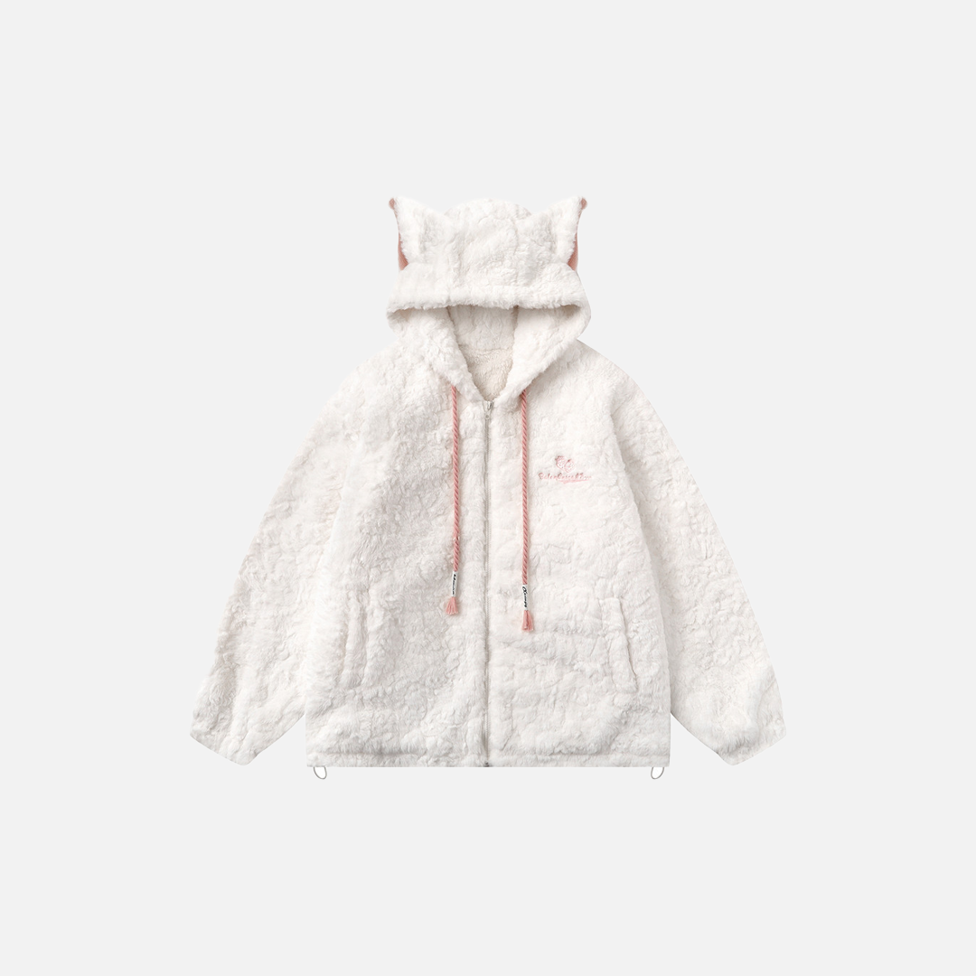 Veste polaire à capuche Y2K avec oreilles de chat confortables