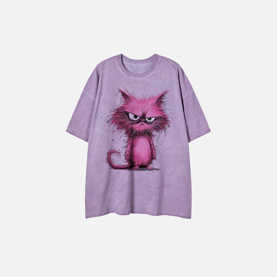 Women Graphic Cat Print Hip Hop Polyester T-Shirt
