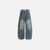 Y2K Style Distressed Denim Wide Leg Jeans