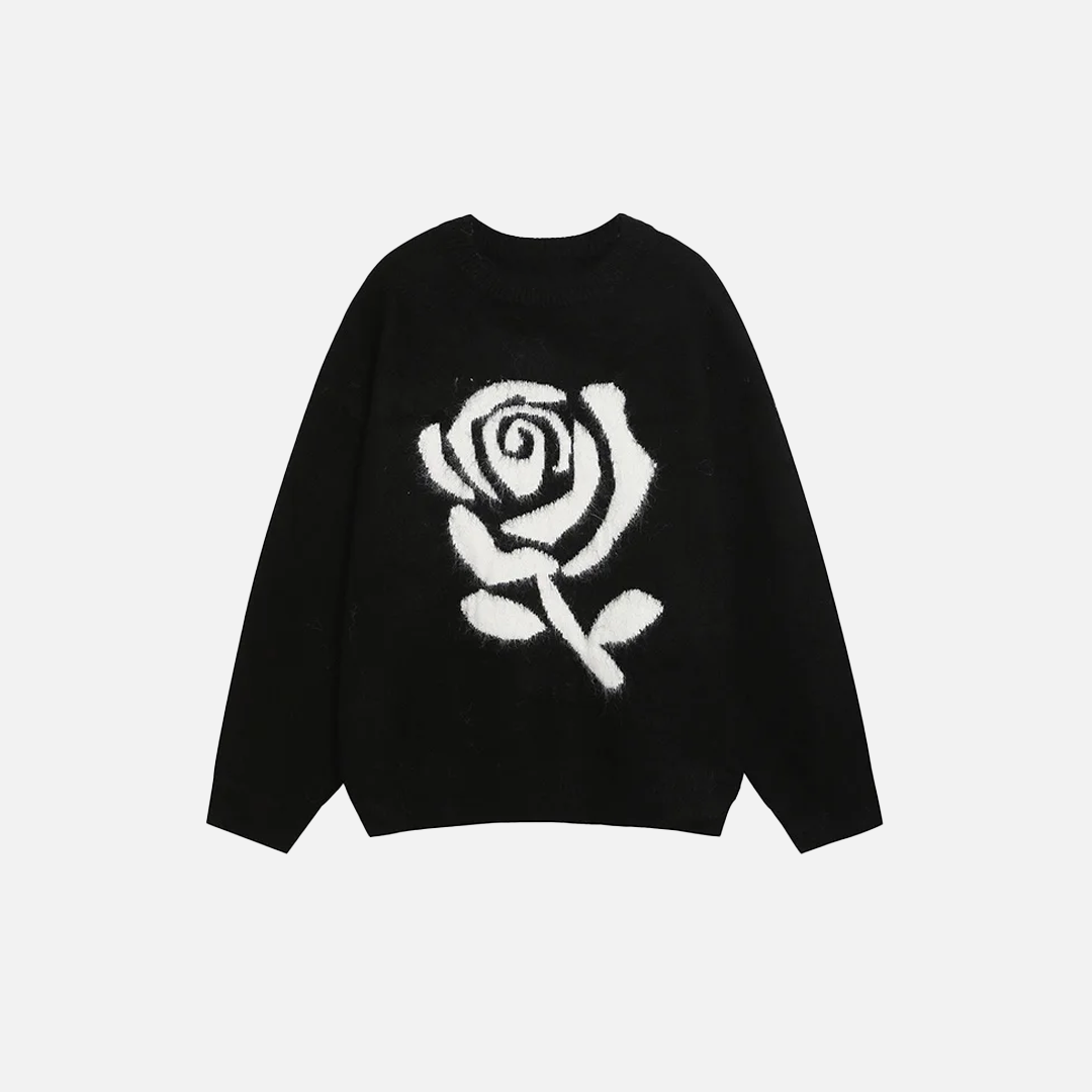 Pull en maille décontractée oversize à motif rose