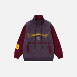 Streetwear Embroidery Letter Print Stand Collar Sweatshirt