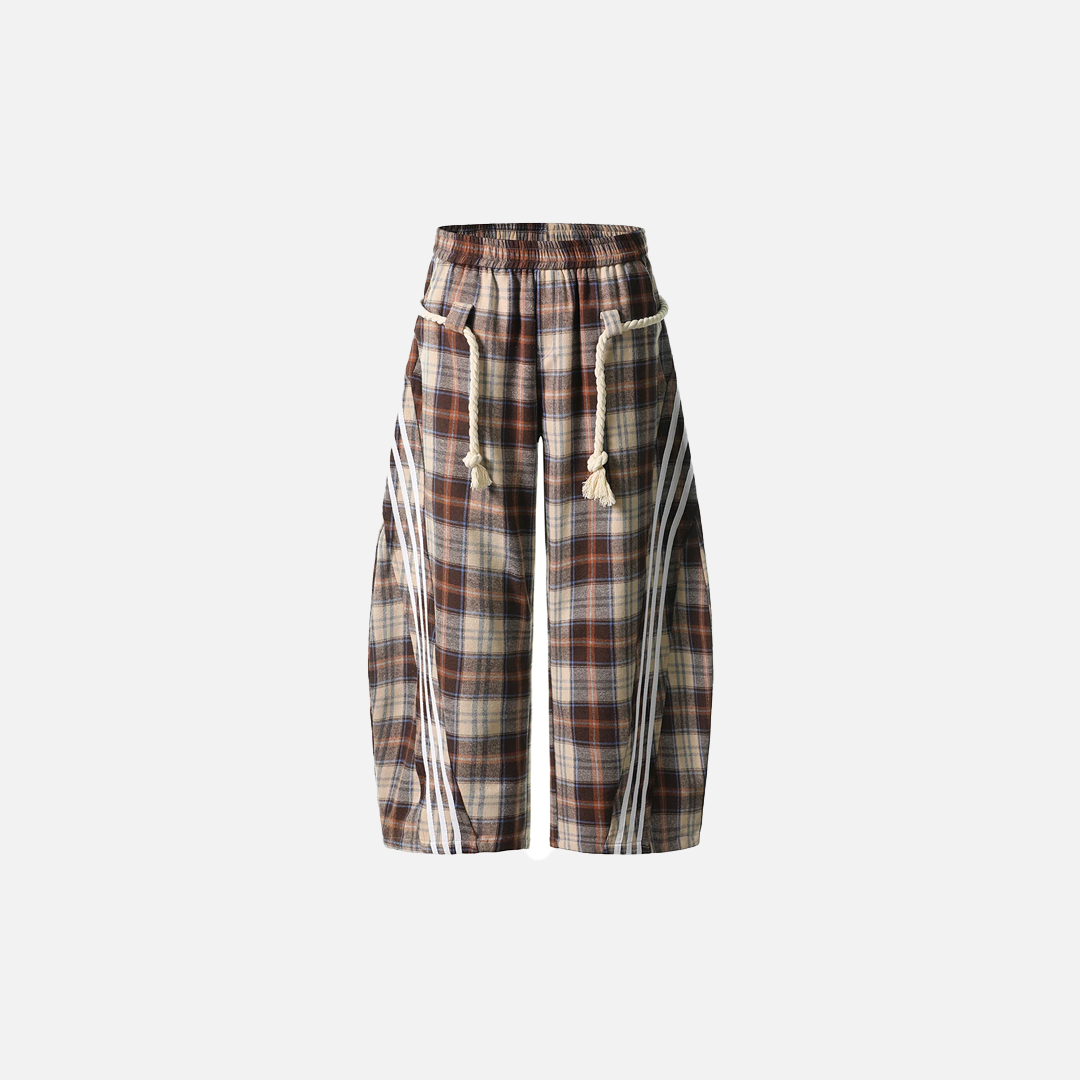 Y2K Flexible Plaid Wide Leg Baggy Wide Leg Jogger