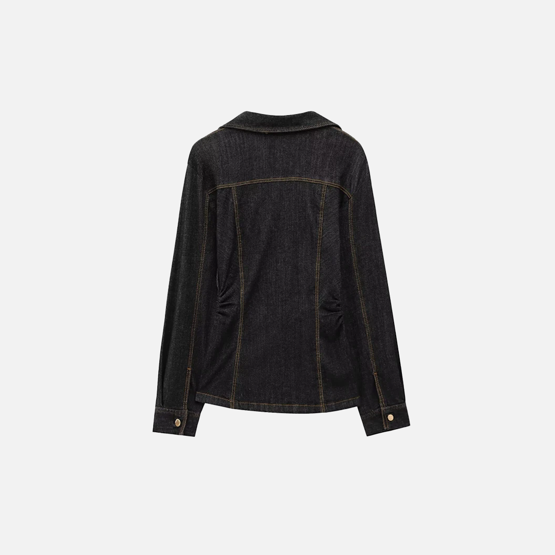 Fashionable Chic Lapel Neck Denim Jacket