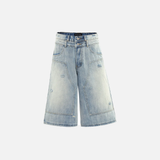 Streetwear Distressed Loose Wide Leg Denim Short