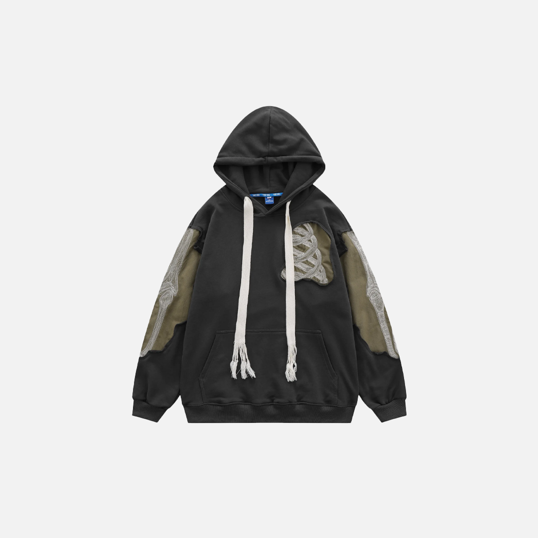 Autumn Skull Embroidered Hip Hop Cotton Hoodie