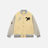 Stilvolle, übergroße bestickte Baseball-Varcity-Jacke