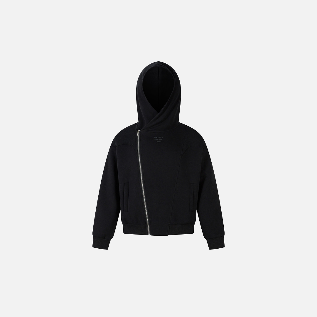 Fashionable Irregular Zip Up Hooded Sweatshirt