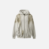 Warm Punk Gothing Patchwork Zip Up Hooded Sweatshirt