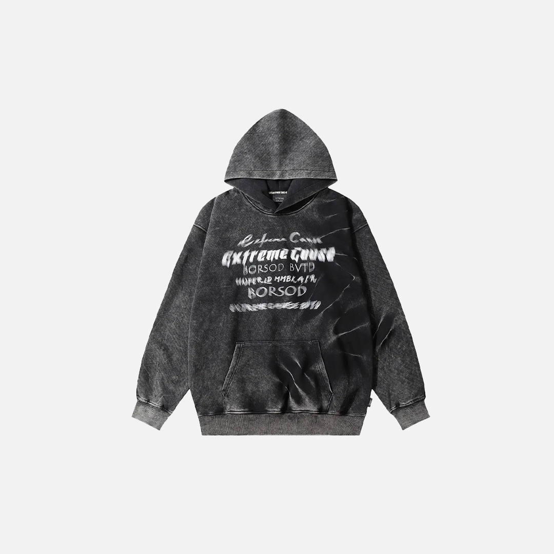 Streetwear Retro Letter Graphic Tie Dye Cotton Hoodie