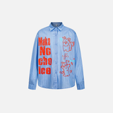 Chemise à manches longues à revers et imprimé dessin animé rétro à rayures
